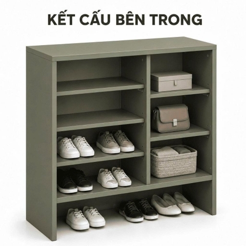 Tủ Giày Thiết Kế Cánh Nan Dọc Màu Xanh Lá Hiện Đại 90x35x100cm Yapi-XTG003