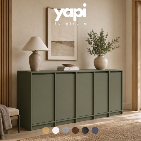Tủ Trang Trí Hiện Đại Thiết Kế Tối Giản Màu Xanh Lá Cho Phòng Khách 180x35x90cm Yapi-XTD002