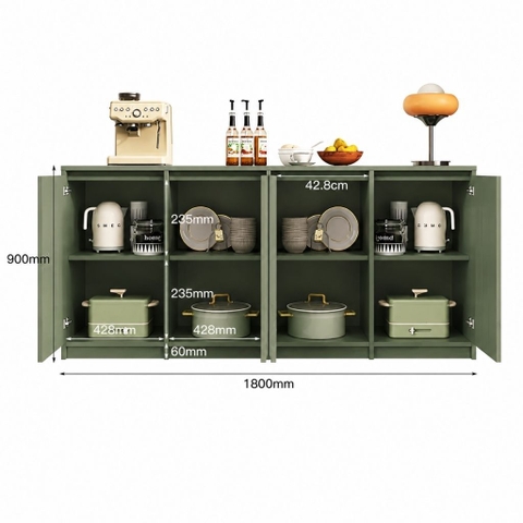 Tủ Trang Trí Hiện Đại Thiết Kế Tối Giản Màu Xanh Lá Cho Phòng Khách 180x35x90cm Yapi-XTD002