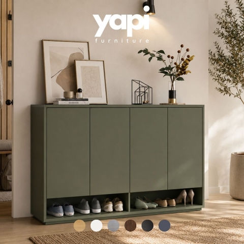 Tủ Giày 4 Cánh Tối Giản Cho Phòng Khách Màu Xanh Lá 160x35x120cm Yapi-XTG006