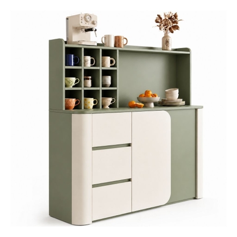 Tủ Bếp Đa Năng Tích Hợp Kệ Trang Trí Ly Cốc Hiện Đại Màu Xanh Lá 138x40x150cm Yapi-XTB003