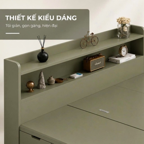 Giường Ngủ Gỗ Đa Năng Có Ngăn Kéo Tích Hợp Kệ Đầu Giường Lọt nệm 1m6x2m Yapi-XGN001