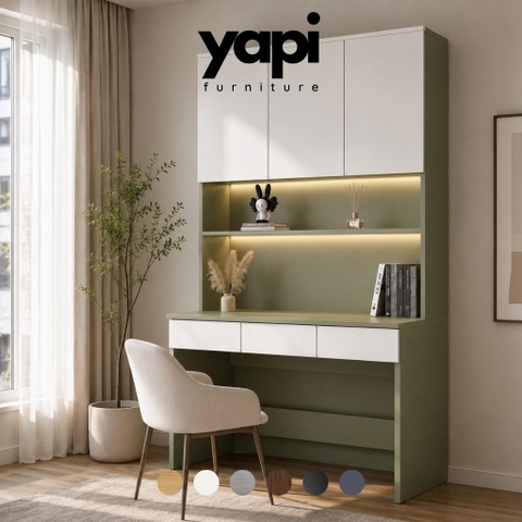 Bàn Làm Việc Kèm Giá Sách Hiện Đại Màu Xanh Lá 120x55x230cm Yapi-XBH004