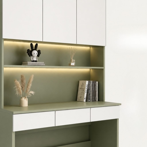 Bàn Làm Việc Kèm Giá Sách Hiện Đại Màu Xanh Lá 120x55x230cm Yapi-XBH004