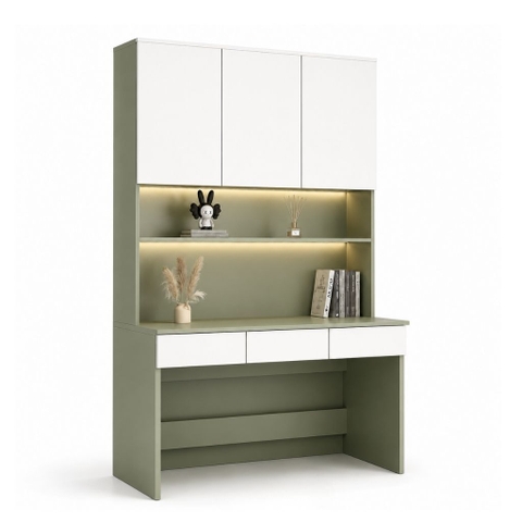Bàn Làm Việc Kèm Giá Sách Hiện Đại Màu Xanh Lá 120x55x230cm Yapi-XBH004