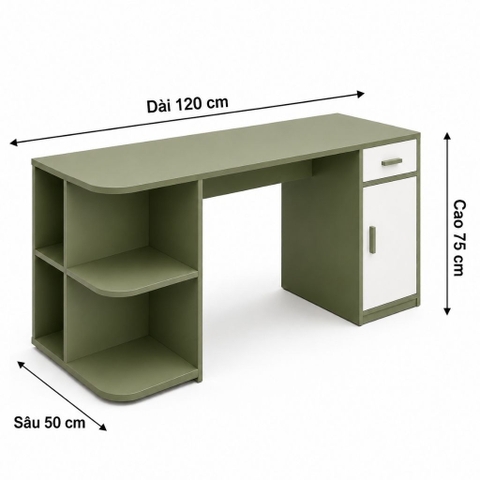 Bàn Làm Việc Đa Năng Có Tủ Ngăn Kéo Kết Hợp Kệ Để Đồ Tiện Lợi 120x50x75cm Yapi-XBH006