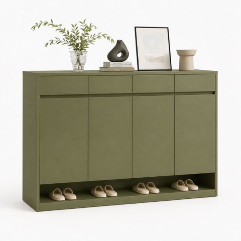 Tủ Giày 4 Cánh Có Kệ Để Giày Hở Và Ngăn Kéo Màu Xanh Lá 160x35x110cm Yapi-XTG006