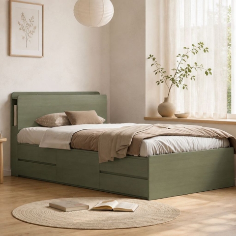 Giường Ngủ Gỗ MDF Đa Năng Có Ngăn Kéo Lưu Trữ Và Kệ Đầu Giường 1m6x2m Yapi-XGN002