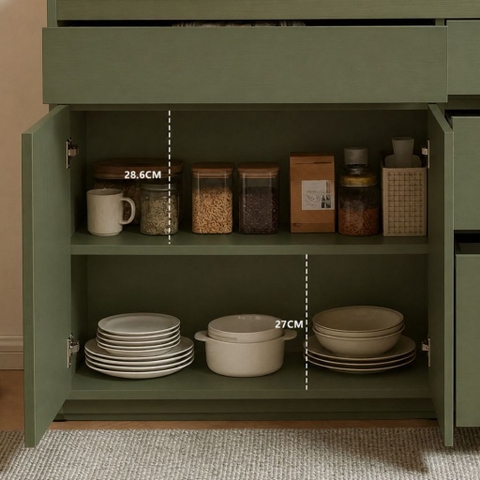 Tủ Bếp Đa Năng Nhiều Ngăn Kéo Hiện Đại Màu Xanh Lá 150x40x90cm Yapi-XTB005