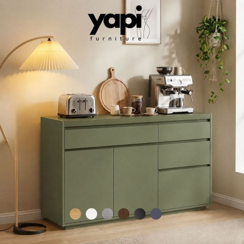 Tủ Bếp Đa Năng Nhiều Ngăn Kéo Hiện Đại Màu Xanh Lá 150x40x90cm Yapi-XTB005