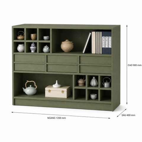 Kệ Sách Đa Năng Có Ngăn Kéo Kệ Trang Trí Hiện Đại Màu Xanh Lá 120x40x90cm Yapi-XKS006