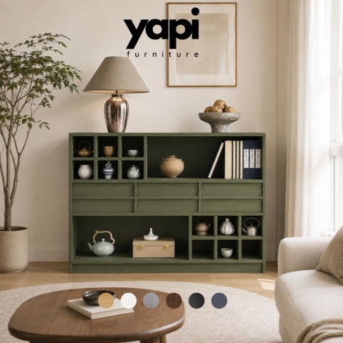 Kệ Sách Đa Năng Có Ngăn Kéo Kệ Trang Trí Hiện Đại Màu Xanh Lá 120x40x90cm Yapi-XKS006