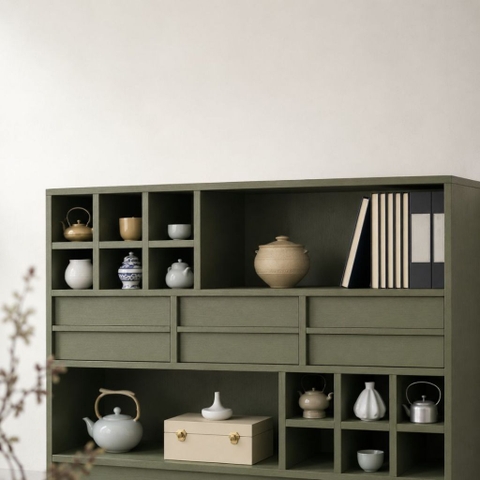 Kệ Sách Đa Năng Có Ngăn Kéo Kệ Trang Trí Hiện Đại Màu Xanh Lá 120x40x90cm Yapi-XKS006