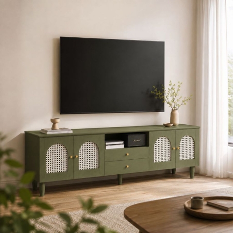 Kệ Tivi Cánh Mây Kèm Ngăn Kéo Hiện Đại Màu Xanh Lá 200x40x61cm Yapi-XTV002