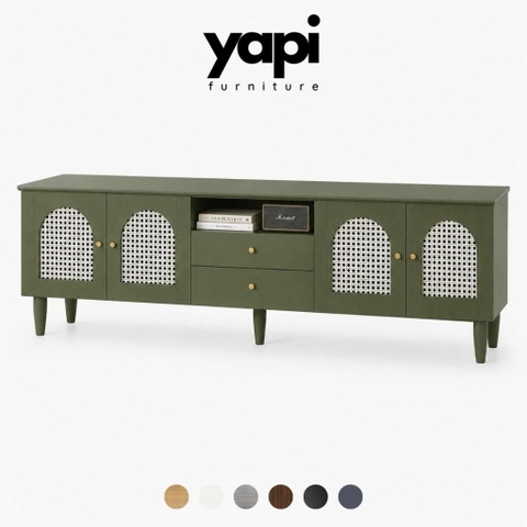 Kệ Tivi Cánh Mây Kèm Ngăn Kéo Hiện Đại Màu Xanh Lá 200x40x61cm Yapi-XTV002