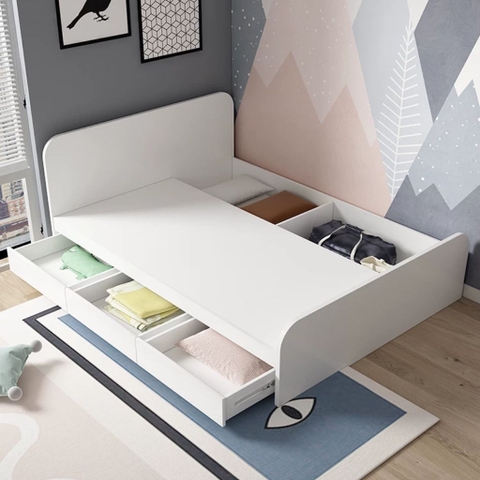 Giường Ngủ Bo Tròn Đầu Giường Tích Hợp 3 Ngăn Kéo Đa Năng 1m6x2m Yapi-561