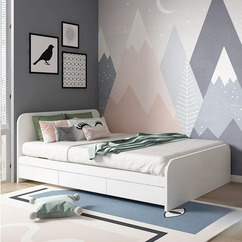 Giường Ngủ Bo Tròn Đầu Giường Tích Hợp 3 Ngăn Kéo Đa Năng 1m6x2m Yapi-561