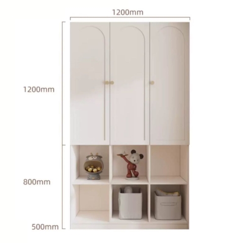 Tủ Quần Áo Tích Hợp Kệ Trưng Bày Đa Năng Cánh Vòm Hiện Đại 120x50x200cm Yapi-189