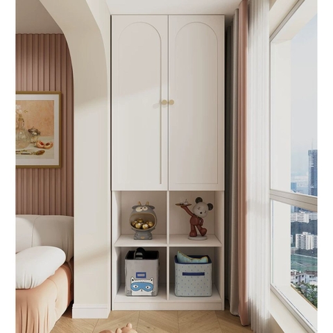 Tủ Quần Áo Tích Hợp Kệ Trưng Bày Đa Năng Cánh Vòm Hiện Đại 120x50x200cm Yapi-189