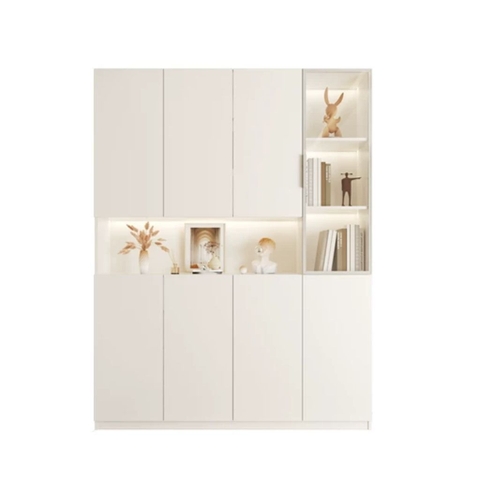 Tủ Giày Tích Hợp Kệ Trang Trí Cánh Kính Và Đèn LED 160x35x200cm Yapi-344