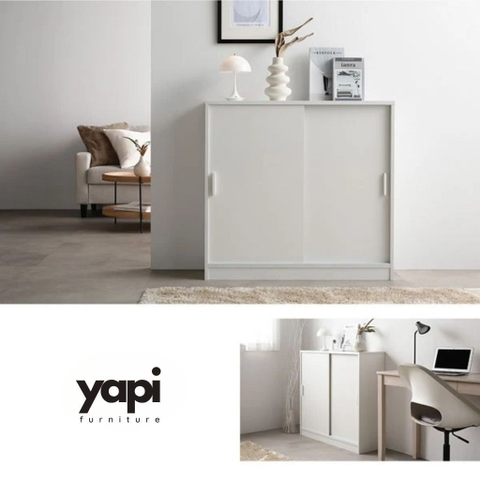 Tủ Trang Trí Dáng Thấp Cánh Lùa Tối Giản Cho Căn Hộ 90x30x85cm Yapi-190
