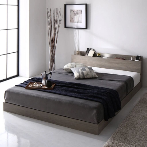 Giường Ngủ Bệt Phong Cách Nhật Bản Tích Hợp Kệ Đầu Giường 1m8x2m Yapi-562