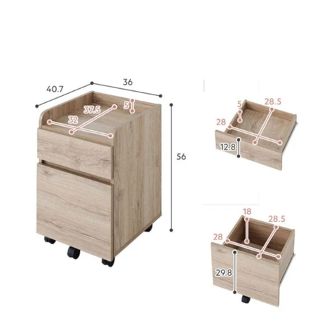 Bàn Học, Làm Việc Có Kệ Sách Đa Năng Kèm Tủ Di Động 86x50x111.6cm Yapi-438