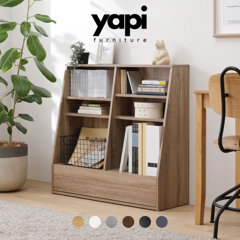 Kệ Sách Gỗ Thiết Kế Vát Góc Đa Năng 3 Tầng Kèm Ngăn Kéo 90x30x85cm Yapi-680
