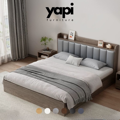 Giường Ngủ Đầu Giường Bọc Nệm Kèm Kệ Đầu Giường 1m8x2m Yapi-569