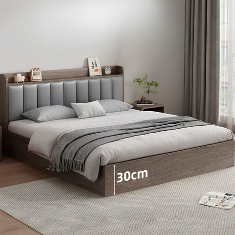 Giường Ngủ Đầu Giường Bọc Nệm Kèm Kệ Đầu Giường 1m8x2m Yapi-569