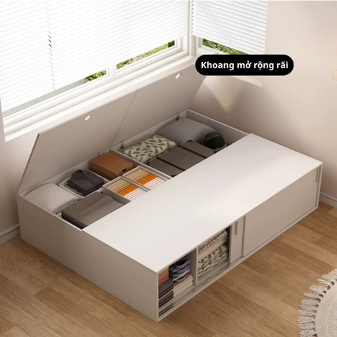 Giường Ngủ Kèm Tủ Lưu Trữ Cánh Lùa Hiện Đại 1m6x2m Yapi-573