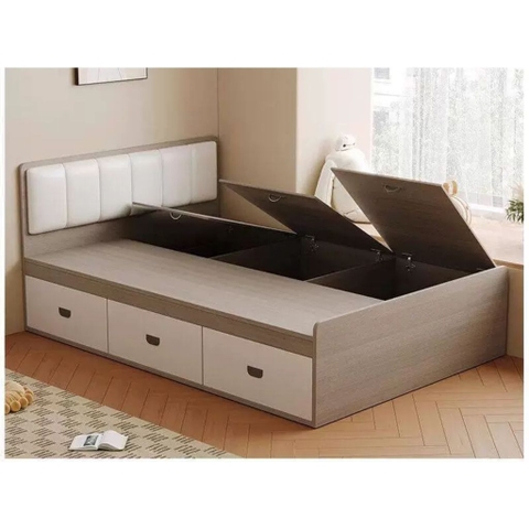 Giường Ngủ Có Hộc Kéo Và Khoang Chứa Đồ, Bọc Nệm Đầu Giường 1m8x2m Yapi-574