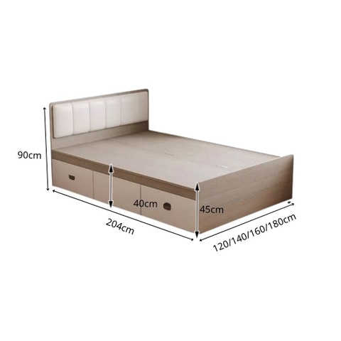 Giường Ngủ Có Hộc Kéo Và Khoang Chứa Đồ, Bọc Nệm Đầu Giường 1m8x2m Yapi-574