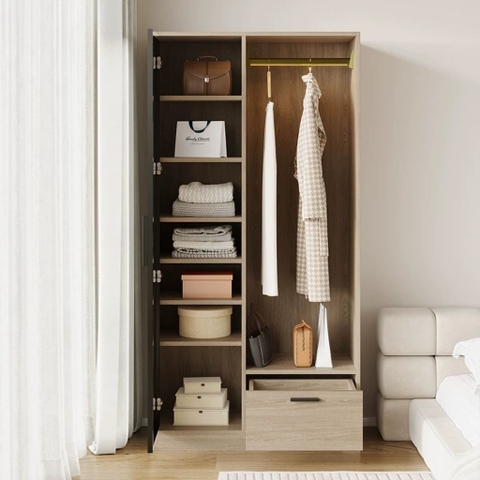 Tủ Quần Áo Cánh Gương Tích Kèm Ngăn Kéo 100x40x180cm Yapi-273