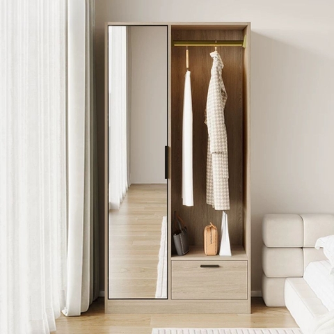 Tủ Quần Áo Cánh Gương Tích Kèm Ngăn Kéo 100x40x180cm Yapi-273