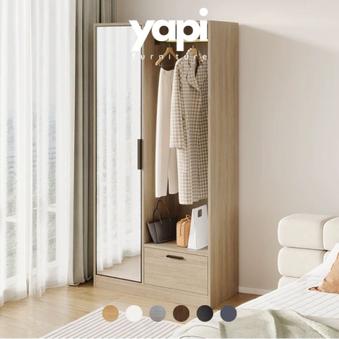 Tủ Quần Áo Cánh Gương Tích Kèm Ngăn Kéo 100x40x180cm Yapi-272