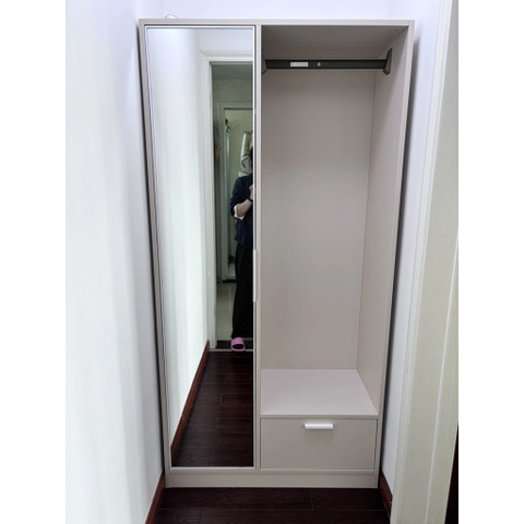 Tủ Quần Áo Cánh Gương Tích Kèm Ngăn Kéo 100x40x180cm Yapi-273