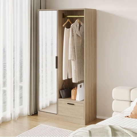 Tủ Quần Áo Cánh Gương Tích Kèm Ngăn Kéo 100x40x180cm Yapi-273