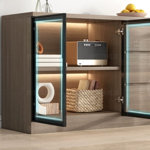 Kệ Tivi Kết Hợp Tủ Trang Trí Cánh Kính, Đèn LED, Có Ngăn Kéo 200x40x70cm Yapi-932