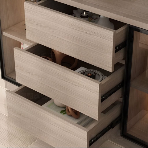 Kệ Tivi Kết Hợp Tủ Trang Trí Cánh Kính, Đèn LED, Có Ngăn Kéo 200x40x70cm Yapi-932