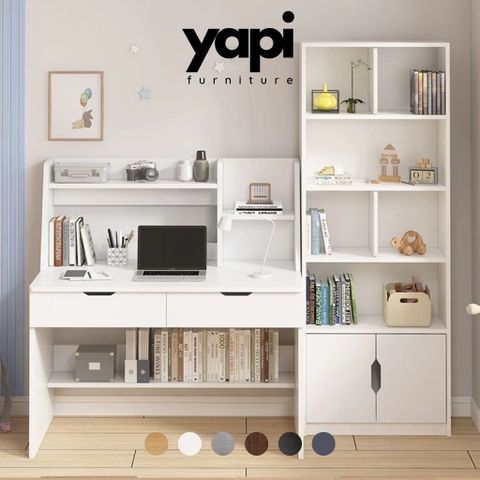 Combo Bàn Học Kèm Kệ Giá Sách Và Tủ Đồ Đa Năng 120x55x125cm Yapi-441