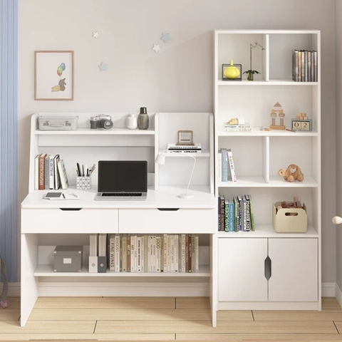 Combo Bàn Học Kèm Kệ Giá Sách Và Tủ Đồ Đa Năng 120x55x125cm Yapi-441