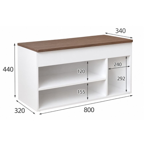 Ghế Đôn Ngồi Mang Giày Tích Hợp Kệ Giày Tủ Lưu Trữ 160x32x44cm Yapi-345