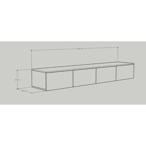 Kệ Tivi Treo Tường Gỗ MDF Chống Ẩm 4 Cánh Mở Hiện Đại  200cmx40cmx28cm Yapi-915