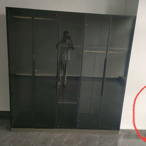 Tủ Quần Áo Cửa Kính Và Tủ Phụ Hiện Đại Bằng Gỗ MDF Chống Ẩm Cho Phòng Ngủ 240x50x190 Yapi-249A