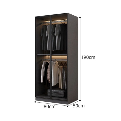 Tủ Quần Áo Cửa Kính Và Tủ Phụ Hiện Đại Bằng Gỗ MDF Chống Ẩm Cho Phòng Ngủ 240x50x190 Yapi-249A