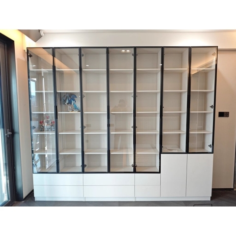 Tủ Sách Trưng Bày Nhiều Ngăn, Cánh Kính Cao Cấp-Nội Thất Phòng Khách 240x32x200cm Yapi-TK008