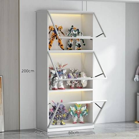 Tủ Trưng Bày Mô Hình Gỗ MDF Cánh Kính Nâng Cường Lực-Nội Thất Phòng Khách 80x40x200cm Yapi-TK013