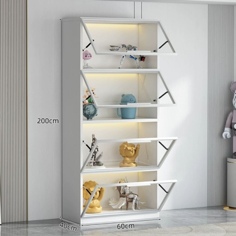 Tủ Trưng Bày Mô Hình Gỗ MDF Cánh Kính Nâng Cường Lực-Nội Thất Phòng Khách 80x40x200cm Yapi-TK013
