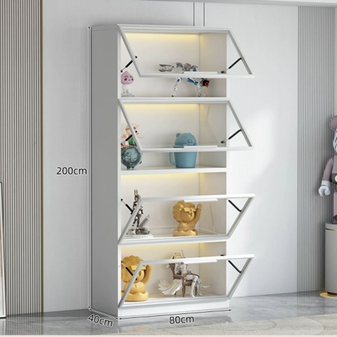 Tủ Trưng Bày Mô Hình Gỗ MDF Cánh Kính Nâng Cường Lực-Nội Thất Phòng Khách 80x40x200cm Yapi-TK013